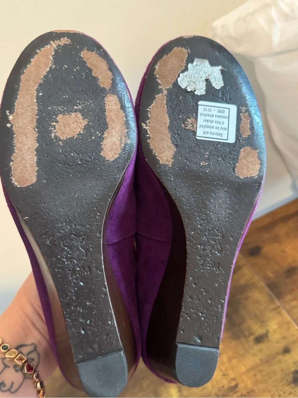 Tory Burch Purple Suede Bow Wedge Pumps Size 7.5
